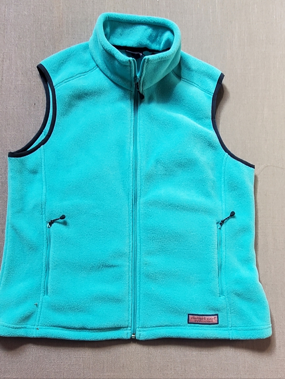 Vineyard Vines Women’s Fleece Vest Preppy Mint Green Full Zip Size XL